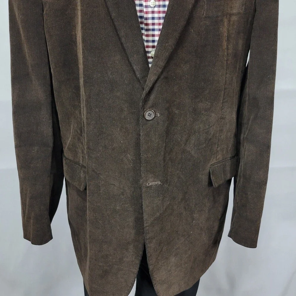 Pronto Uomo Men's Sport Coat Blazer Two Button Brown Corduroy‎ Cotton Sz 48XL
